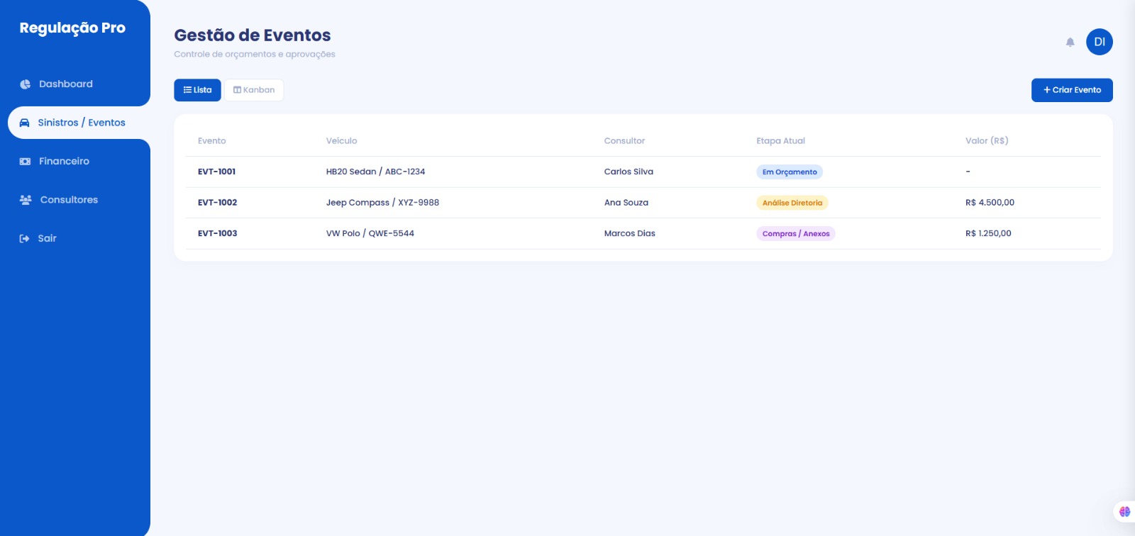 Print Gestão de Sinistros